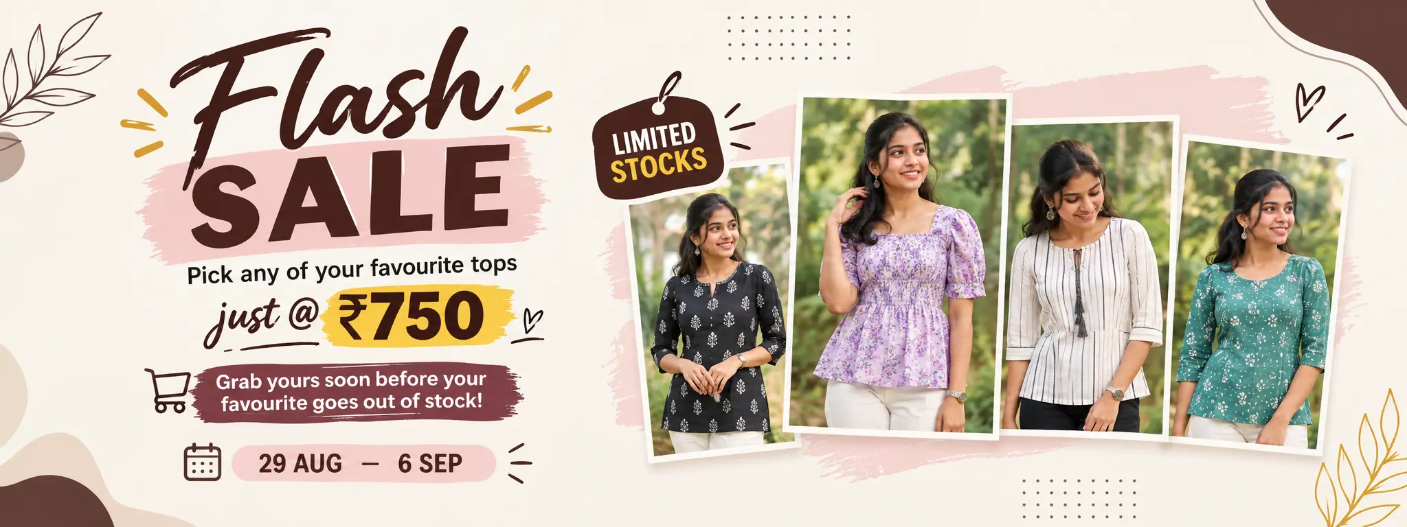 Flash Sale - Tops starting at Rs 750