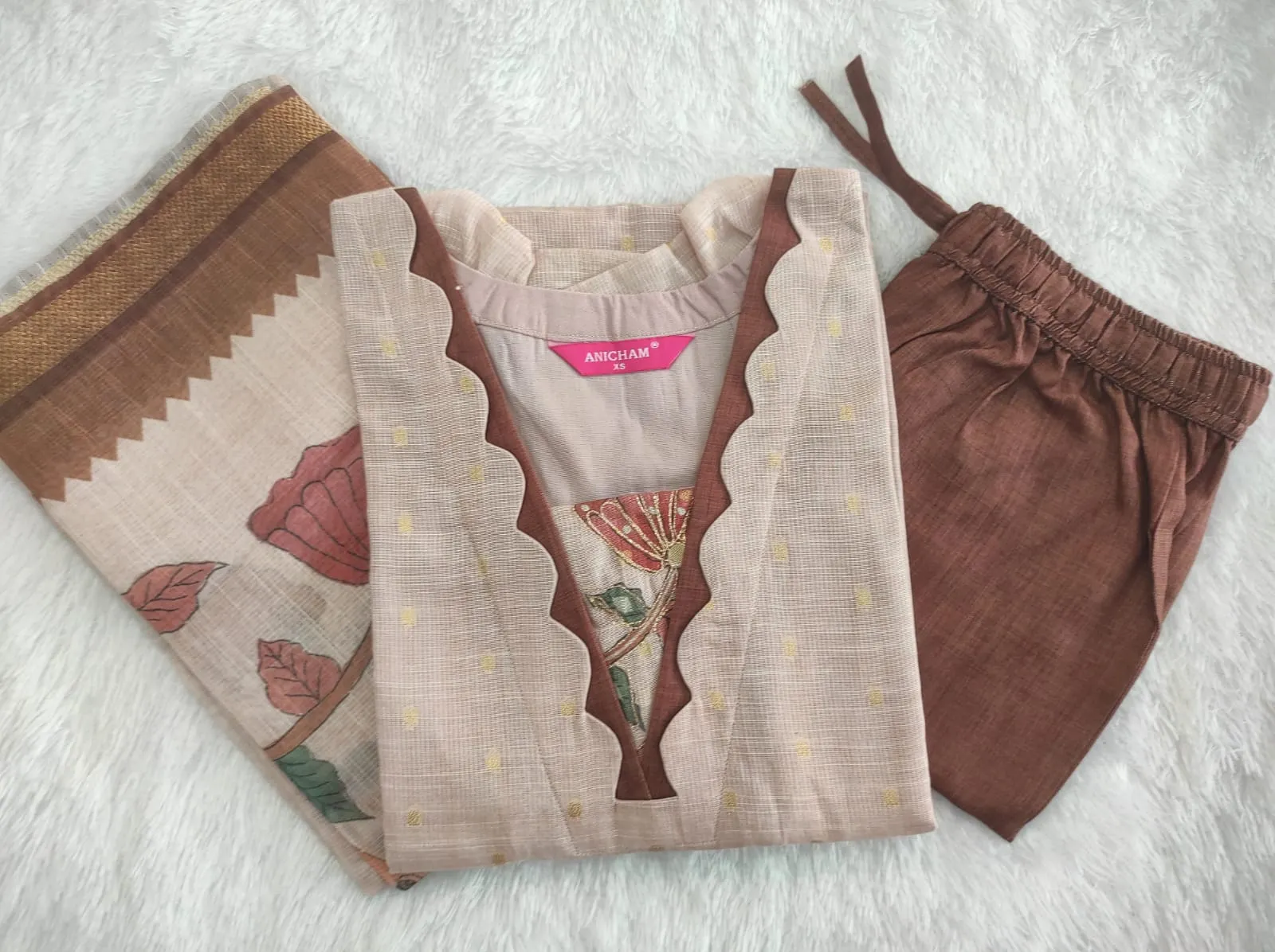 sandal rust v neck  set 