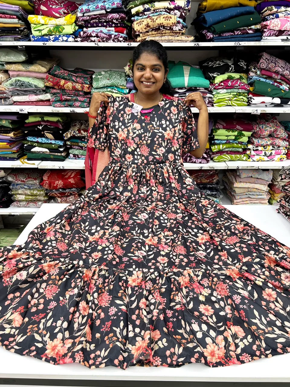 black long floral maxi 