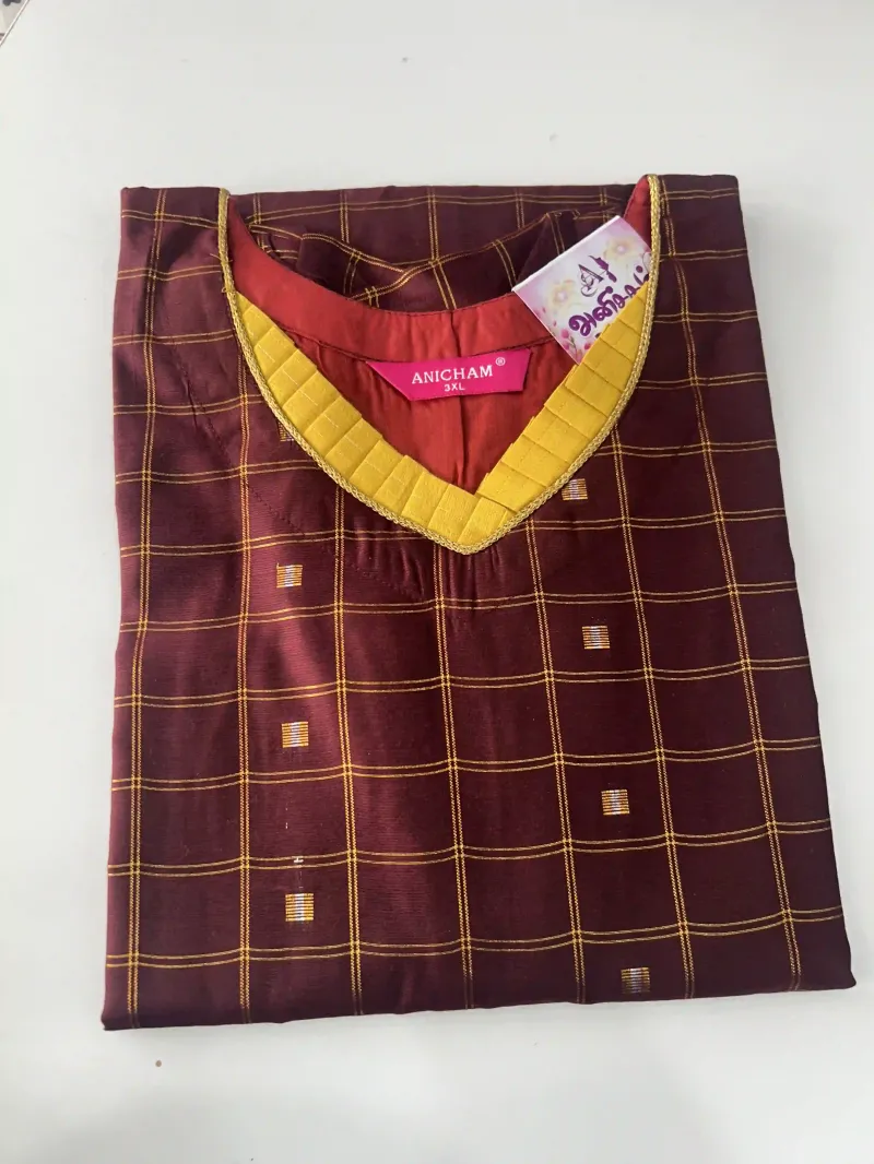 Yellow brown checked Top